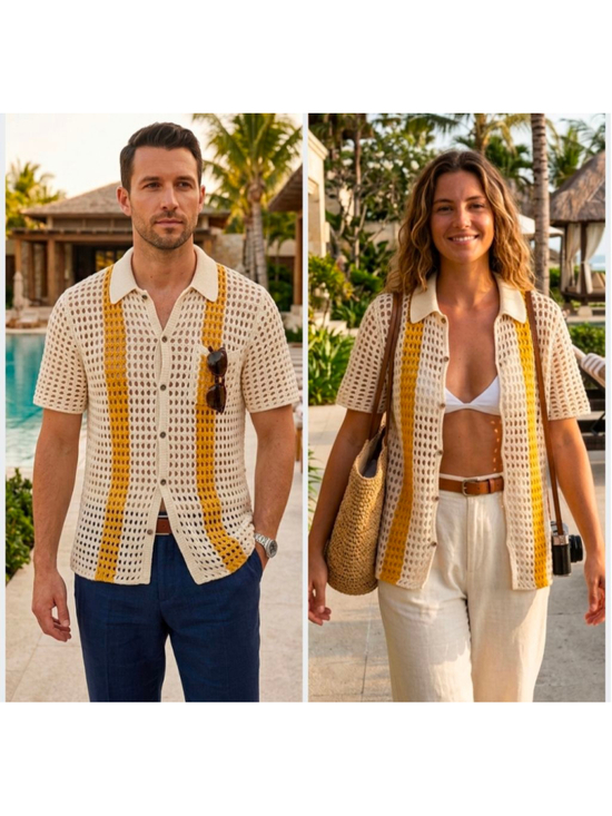 BDG Other - BDG Urban Outfitters Crochet Open Knit Resort Wear Collared Polo Shirt Boyfriend